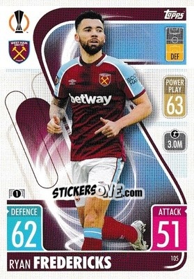 Cromo Ryan Fredericks - UEFA Champions League & Europa League 2021-2022. Match Attax n. 105 - Topps