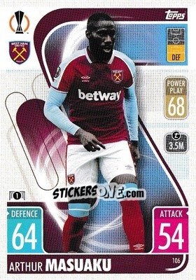 Sticker Arthur Masuaku - UEFA Champions League & Europa League 2021-2022. Match Attax n. 106 - Topps