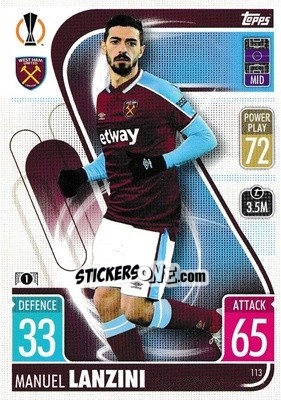 Sticker Manuel Lanzini - UEFA Champions League & Europa League 2021-2022. Match Attax n. 113 - Topps