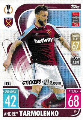 Sticker Andriy Yarmolenko - UEFA Champions League & Europa League 2021-2022. Match Attax n. 114 - Topps
