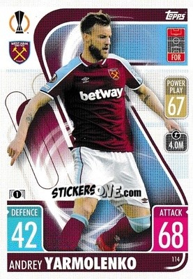 Sticker Andriy Yarmolenko - UEFA Champions League & Europa League 2021-2022. Match Attax - Topps