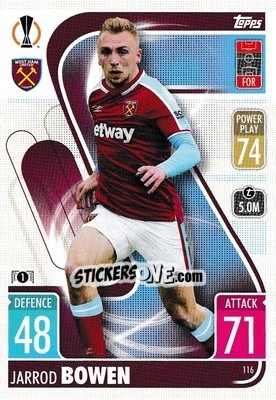 Sticker Jarrod Bowen - UEFA Champions League & Europa League 2021-2022. Match Attax n. 116 - Topps