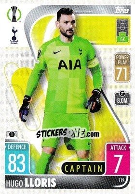 Sticker Hugo Lloris - UEFA Champions League & Europa League 2021-2022. Match Attax n. 119 - Topps