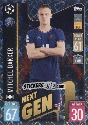 Sticker Mitchel Bakker - UEFA Champions League & Europa League 2021-2022. Match Attax - Topps
