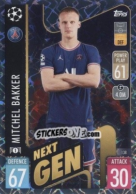 Sticker Mitchel Bakker - UEFA Champions League & Europa League 2021-2022. Match Attax n. 138 - Topps
