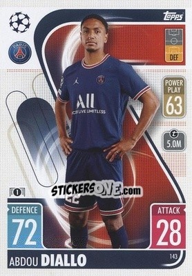 Sticker Abdou Diallo - UEFA Champions League & Europa League 2021-2022. Match Attax n. 143 - Topps