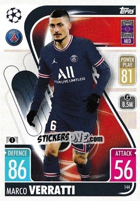 Sticker Marco Verratti - UEFA Champions League & Europa League 2021-2022. Match Attax n. 144 - Topps