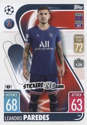 Sticker Leandro Paredes - UEFA Champions League & Europa League 2021-2022. Match Attax n. 146 - Topps