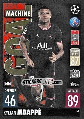Sticker Kylian Mbappé - UEFA Champions League & Europa League 2021-2022. Match Attax n. 151 - Topps