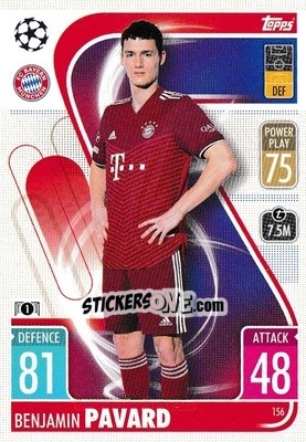Sticker Benjamin Pavard - UEFA Champions League & Europa League 2021-2022. Match Attax n. 156 - Topps