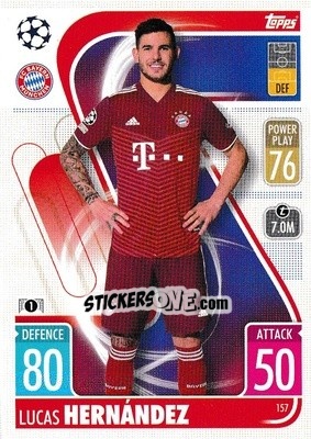 Sticker Lucas Hernández - UEFA Champions League & Europa League 2021-2022. Match Attax n. 157 - Topps