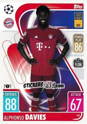 Sticker Alphonso Davies - UEFA Champions League & Europa League 2021-2022. Match Attax n. 160 - Topps