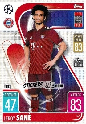 Sticker Leroy Sané - UEFA Champions League & Europa League 2021-2022. Match Attax n. 167 - Topps