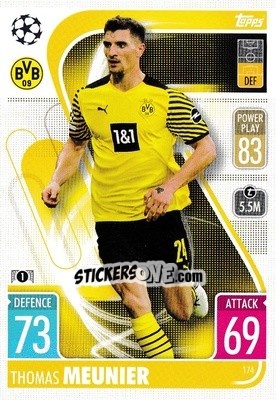 Sticker Thomas Meunier - UEFA Champions League & Europa League 2021-2022. Match Attax n. 174 - Topps