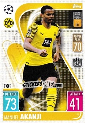 Sticker Manuel Akanji - UEFA Champions League & Europa League 2021-2022. Match Attax n. 177 - Topps