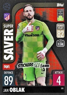 Sticker Jan Oblak - UEFA Champions League & Europa League 2021-2022. Match Attax n. 191 - Topps