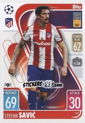 Sticker Stefan Savic - UEFA Champions League & Europa League 2021-2022. Match Attax n. 193 - Topps