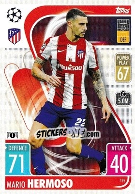 Sticker Mario Hermoso - UEFA Champions League & Europa League 2021-2022. Match Attax n. 195 - Topps