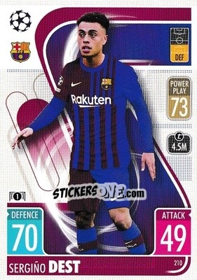Sticker Sergiño Dest - UEFA Champions League & Europa League 2021-2022. Match Attax n. 210 - Topps