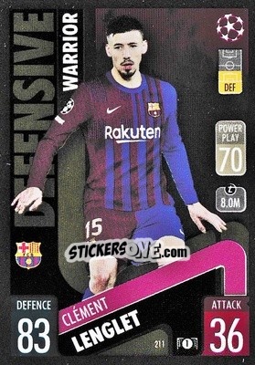 Cromo Clément Lenglet - UEFA Champions League & Europa League 2021-2022. Match Attax - Topps