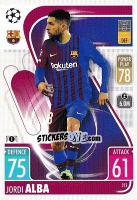 Sticker Jordi Alba - UEFA Champions League & Europa League 2021-2022. Match Attax n. 212 - Topps