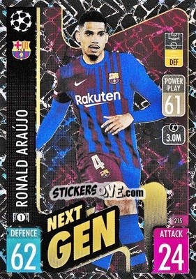 Sticker Ronald Araújo - UEFA Champions League & Europa League 2021-2022. Match Attax n. 215 - Topps