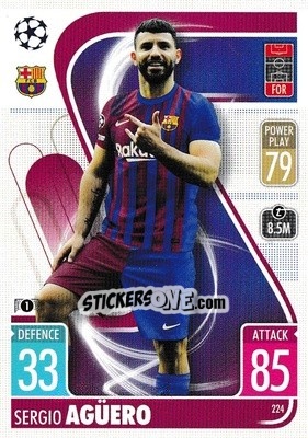 Sticker Sergio Agüero - UEFA Champions League & Europa League 2021-2022. Match Attax n. 224 - Topps