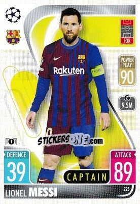 Sticker Lionel Messi - UEFA Champions League & Europa League 2021-2022. Match Attax n. 225 - Topps