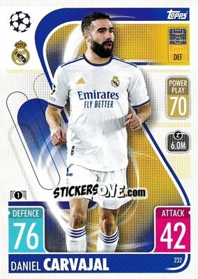 Sticker Daniel Carvajal - UEFA Champions League & Europa League 2021-2022. Match Attax n. 232 - Topps