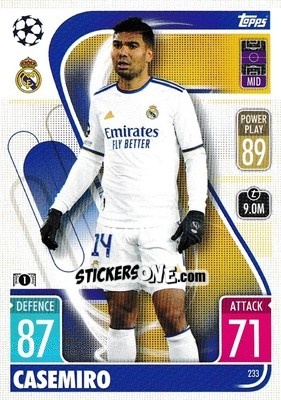 Sticker Casemiro - UEFA Champions League & Europa League 2021-2022. Match Attax n. 233 - Topps