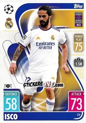 Sticker Isco - UEFA Champions League & Europa League 2021-2022. Match Attax n. 238 - Topps