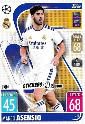 Sticker Marco Asensio - UEFA Champions League & Europa League 2021-2022. Match Attax n. 240 - Topps