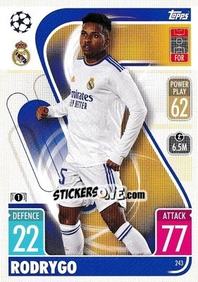Sticker Rodrygo - UEFA Champions League & Europa League 2021-2022. Match Attax n. 243 - Topps