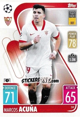 Sticker Marcos Acuña - UEFA Champions League & Europa League 2021-2022. Match Attax n. 249 - Topps