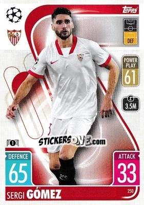 Sticker Sergi Gómez - UEFA Champions League & Europa League 2021-2022. Match Attax n. 250 - Topps