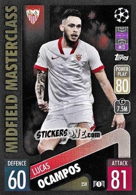 Cromo Lucas Ocampos - UEFA Champions League & Europa League 2021-2022. Match Attax n. 258 - Topps