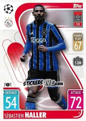 Sticker Sébastien Haller - UEFA Champions League & Europa League 2021-2022. Match Attax n. 8 - Topps