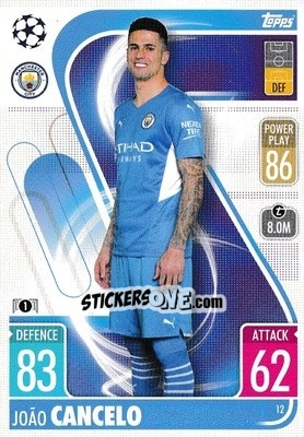 Sticker Joao Cancelo - UEFA Champions League & Europa League 2021-2022. Match Attax n. 12 - Topps