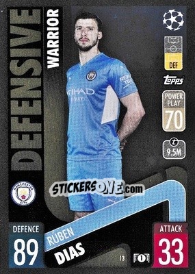 Sticker Rúben Dias - UEFA Champions League & Europa League 2021-2022. Match Attax n. 13 - Topps