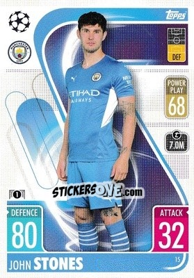 Sticker John Stones - UEFA Champions League & Europa League 2021-2022. Match Attax n. 15 - Topps