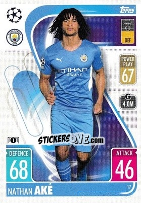 Sticker Nathan Aké - UEFA Champions League & Europa League 2021-2022. Match Attax n. 17 - Topps