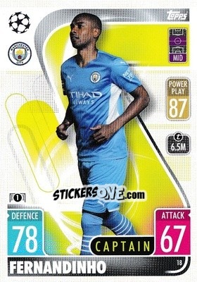 Sticker Fernandinho - UEFA Champions League & Europa League 2021-2022. Match Attax n. 18 - Topps