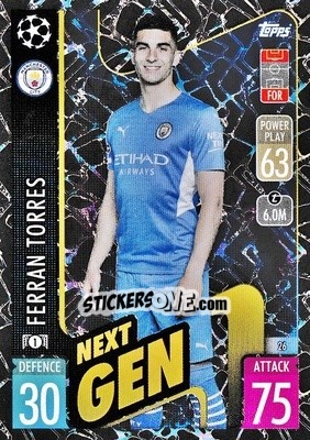 Sticker Ferran Torres - UEFA Champions League & Europa League 2021-2022. Match Attax n. 26 - Topps
