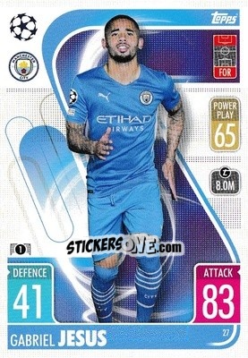 Figurina Gabriel Jesus - UEFA Champions League & Europa League 2021-2022. Match Attax - Topps