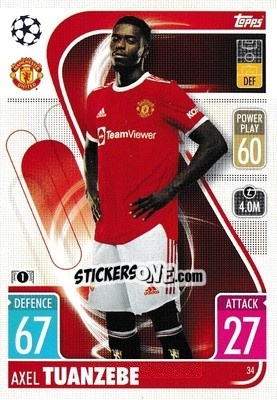 Sticker Axel Tuanzebe - UEFA Champions League & Europa League 2021-2022. Match Attax n. 34 - Topps