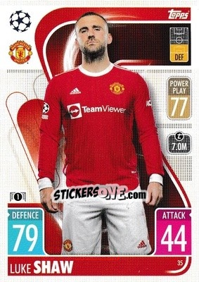 Sticker Luke Shaw - UEFA Champions League & Europa League 2021-2022. Match Attax n. 35 - Topps