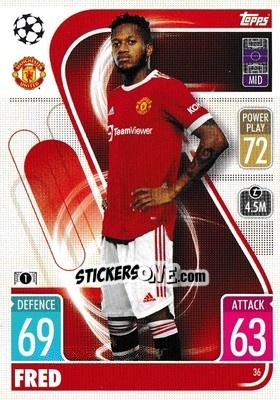 Sticker Fred - UEFA Champions League & Europa League 2021-2022. Match Attax n. 36 - Topps