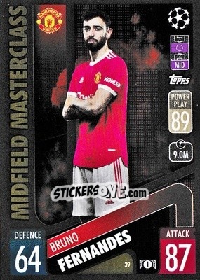 Sticker Bruno Fernandes - UEFA Champions League & Europa League 2021-2022. Match Attax n. 39 - Topps