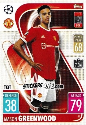 Figurina Mason Greenwood - UEFA Champions League & Europa League 2021-2022. Match Attax - Topps