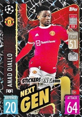 Sticker Amad Diallo - UEFA Champions League & Europa League 2021-2022. Match Attax n. 45 - Topps